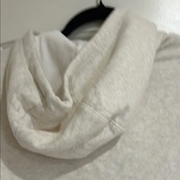 Zip Front Pocket Cream Pullover Hoodie with Long Sleeves and Relaxed Fit - Picture 5 of 6